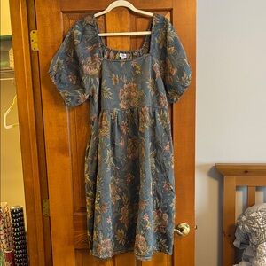 Polagram Blue Floral Midi Dress